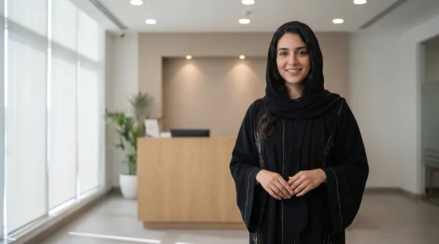 Mariam speaks directly to camera, raising one finger as she names the first habit.